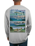 Rattlin-Jack-Tail-Walking-Bass-Fishing-Shirt-Mens-UV Back View in Grey