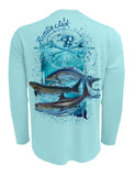 Rattlin-Jack-Mens-Cobia-Sun-Protection-Fishing-Shirt Back view in Aqua