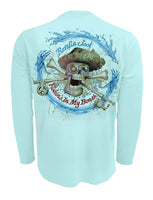 Rattlin-Jack-Original-Compass-UV-Fishing-Shirt-Mens Back View in Lt.Blue