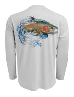 Rattlin-Jack-Rainbow-Trout-Fishing-Shirt-Mens-UV Back View in Grey