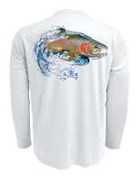 Rattlin-Jack-Rainbow-Trout-Fishing-Shirt-Mens-UV Back View in White