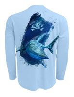 Rattlin-Jack-Shark-UV-Fishing-Shirt-Mens-UPF-50 Back View in Blue