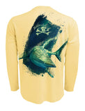 Rattlin-Jack-Shark-UV-Fishing-Shirt-Mens-UPF-50 Back View in Yellow