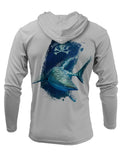 Rattlin-Jack-Shark-UV-Hooded-Fishing-Shirt Back view in Grey