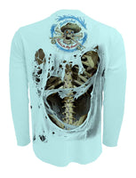 Rattlin-Jack-Skeleton-Bones-UV-Fishing-Shirt-Mens-UPF-50 Back View Lt.Blue