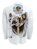 Rattlin-Jack-Skeleton-Bones-UV-Fishing-Shirt-Mens-UPF-50 Back View in White