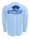Rattlin-Jack-Skull-Logo-Fishing-Shirt-UPF-50-Mens-Dry-Fit Back view in Blue