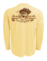 Rattlin-Jack-Skull-Logo-Fishing-Shirt-UPF-50-Mens-Dry-Fit Back view in Yellow