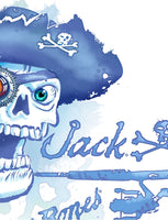 Rattlin-Jack-Skull-Logo-Fishing-Shirt-UPF-50-Mens-Dry-Fit-Detail of Back view in Powder Blue ink on White