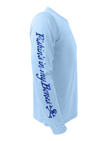 Rattlin-Jack-Skull-Logo-Fishing-Shirt-UPF-50-Mens-UV Right side view in Blue