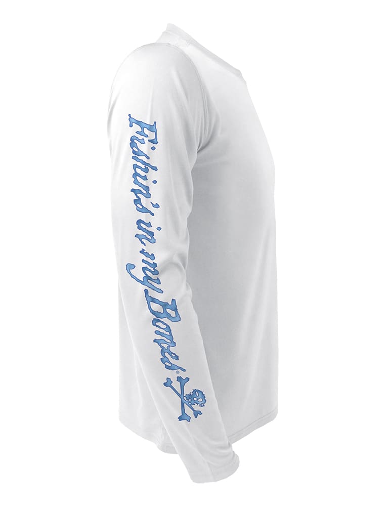 Rattlin-Jack-Skull-Logo-Fishing-Shirt-UPF-50-Mens-UV Right side view in White