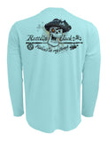 Rattlin-Jack-Skull-Logo-Grey-Ink-Fishing-Shirt-Mens Back View in Aqua