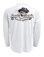 Rattlin-Jack-Skull-Logo-Grey-Ink-Fishing-Shirt-Mens Back View in White