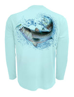 Men's Striped Bass UV Fishing Shirt by Rattlin Jack | Long Sleeve | UPF 50 Sun Protection | Performance Polyester Rash Guard |