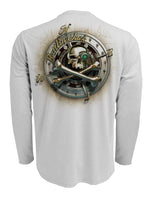 Rattlin-Jack-Sun-protection-fishing-Compass-Metal-Shirt Back Shown in Grey