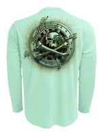 Rattlin-Jack-Sun-protection-fishing-Compass-Metal-Shirt Back shown in Teal