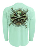 Rattlin-Jack-Sun-protection-shirt-compass-bone Back view in Teal