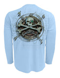 Rattlin-Jack-Sun-protection-shirt-compass-bone Back view in Blue