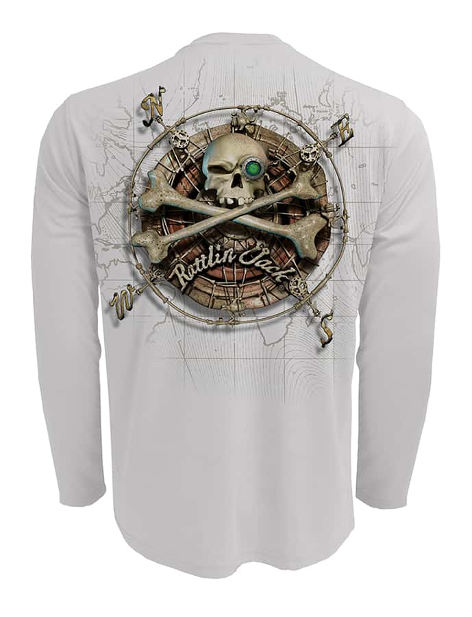 Rattlin-Jack-Sun-protection-shirt-compass-bone Back view in Grey