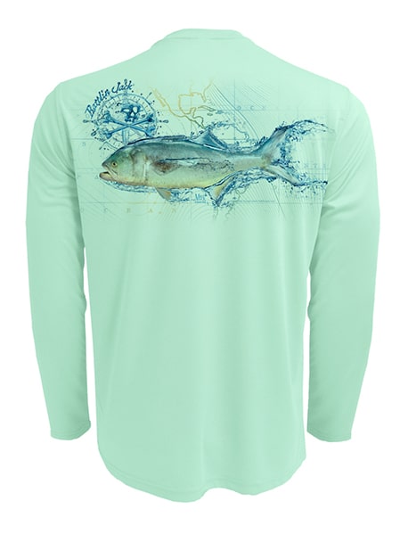 Men's Sun Protection UV Shirt Bluefish by Rattlin Jack | Long Sleeve | UPF 50 | Performance Polyester Rash Guard | 2XL / Teal