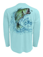 Rattlin-Jack-Tail-Walking-Bass-Fishing-Shirt-Mens-UV Back View in Aqua