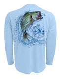 Rattlin-Jack-Tail-Walking-Bass-Fishing-Shirt-Mens-UV Back View in Blue