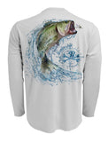Rattlin-Jack-Tail-Walking-Bass-Fishing-Shirt-Mens-UV Back View in Grey