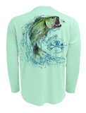 Rattlin-Jack-Tail-Walking-Bass-Fishing-Shirt-Mens-UV Back View in Teal
