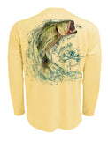 Rattlin-Jack-Tail-Walking-Bass-Fishing-Shirt-Mens-UV Back View in Yellow