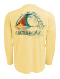 Rattlin-Jack-Tailing-Redfish-UV-Fishing-Shirt-Mens Back View in Yellow