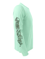Right View in Teal of the Rattlin-Jack-Texas-Rigged-Bass-UV-Fishing-Shirt-Mens