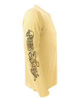 Right View of Yellow of the Rattlin-Jack-Texas-Rigged-Bass-UV-Fishing-Shirt-Mens