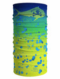 Rattlin Jack UV Neck Gaiter UPF 50 Mahi Mahi Moisture Wicking Sun Protection Unisex designed with dorado fish pattern back view.