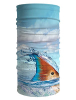 Rattlin Jack UV Neck Gaiter UPF 50 Tailing Redfish Moisture Wicking Sun Protection Unisex designed with extreme close up of redfish tail front view.