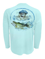 Rattlin-Jack-UV-Skull-Logo-Bass-Fishing-Shirt Back View In Lt.Blue