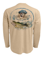 Rattlin-Jack-UV-Skull-Logo-Bass-Fishing-Shirt Back View In Tan
