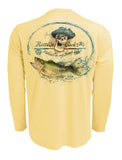 Rattlin-Jack-UV-Skull-Logo-Bass-Fishing-Shirt Back View In Yellow
