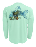 Men's Walleye UPF 50 Fishing Shirt by Rattlin Jack | Long Sleeve | UV Protection | Performance Polyester Rash Guard | S / Teal