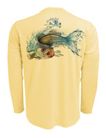 Rattlin-Jack-Walleye-UPF-50-Fishing-Shirt-Mens Back View in Yellow