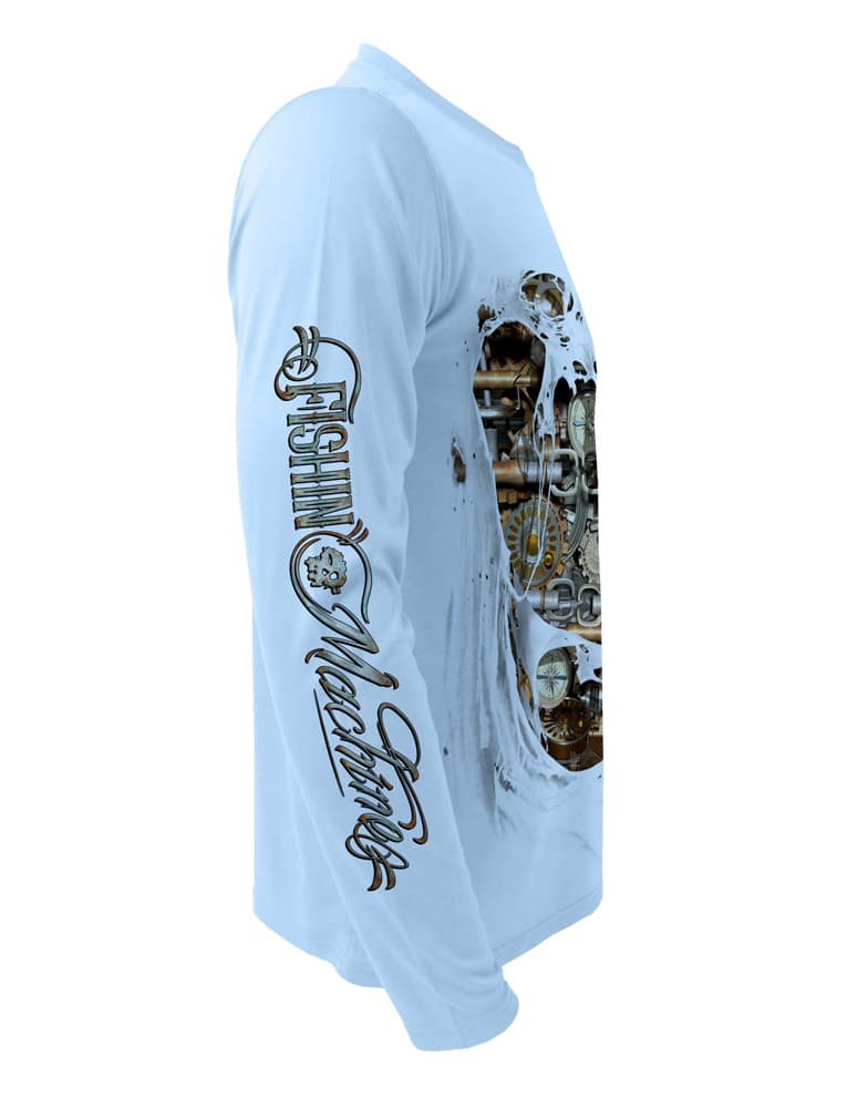 Rattlin-Jack Fishin-Machine-UV-Fishing-Shirt-Mens Right sleeve view in Blue