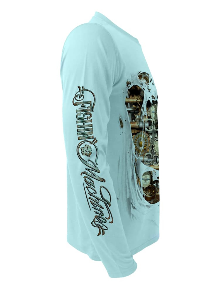 Rattlin-Jack Fishin-Machine-UV-Fishing-Shirt-Mens Right sleeve view in Lt.Blue