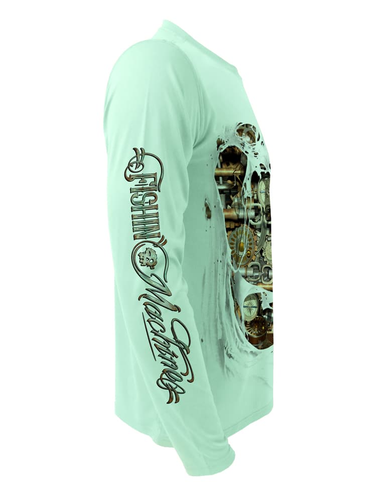 Rattlin-Jack Fishin-Machine-UV-Fishing-Shirt-Mens Right sleeve view in Teal