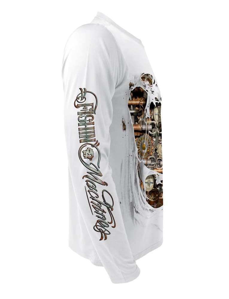 Rattlin-Jack Fishin-Machine-UV-Fishing-Shirt-Mens Right sleeve view in White