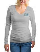 Womens-Sea-Turtle-UV-Rash-Guard-by-Chart-Your-Own-Course-Front view in Grey