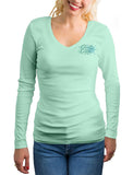Womens-Sea-Turtle-UV-Rash-Guard-by-Chart-Your-Own-Course-Front view in Teal