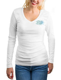 Womens-Sea-Turtle-UV-Rash-Guard-by-Chart-Your-Own-Course-Front view in White